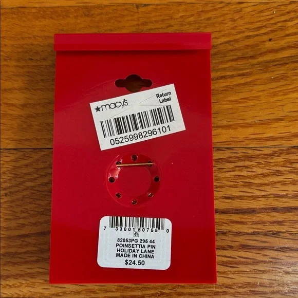 Holiday Lane Sparkling Red Poinsettia Brooch NWT - Picture 4 of 4